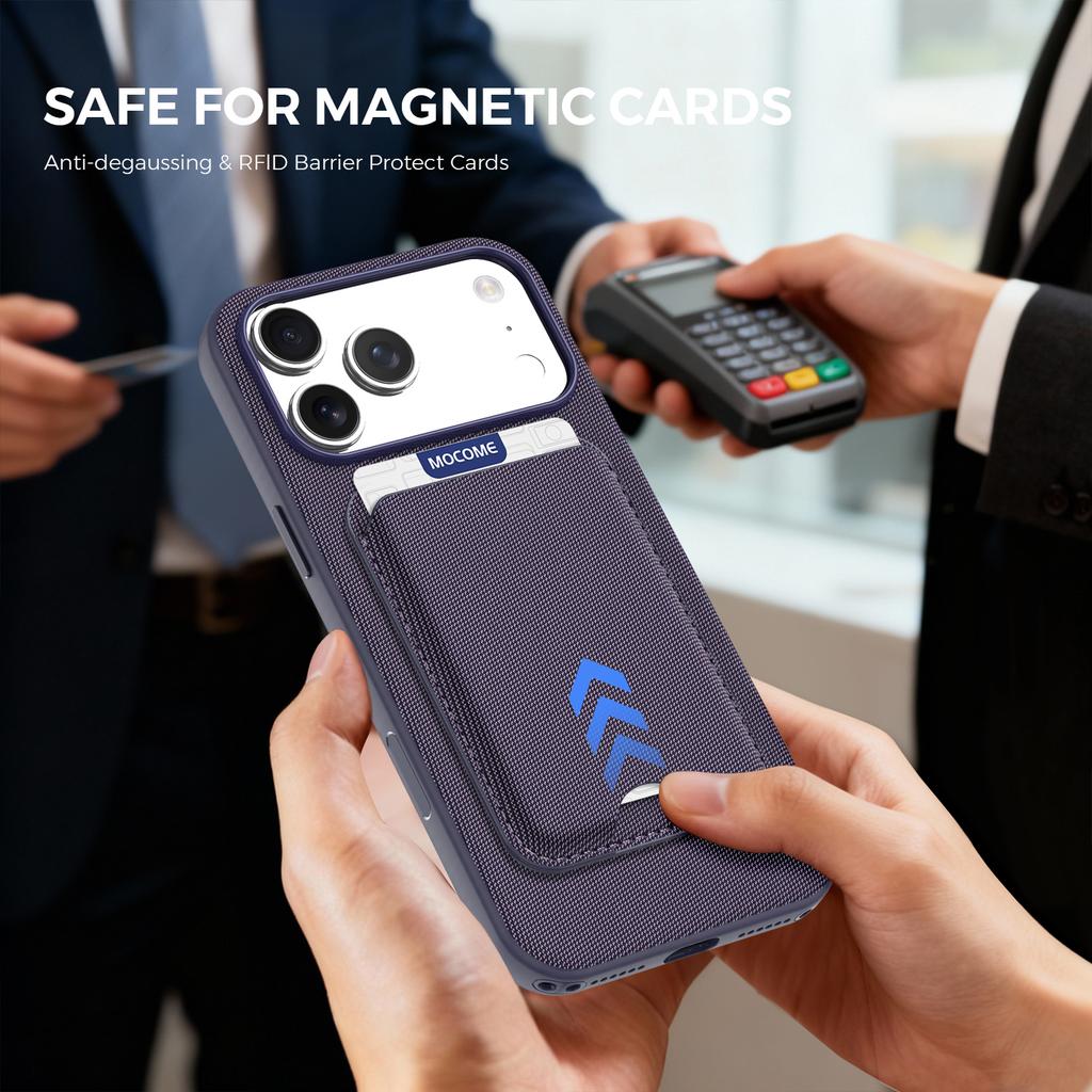 2 in 1 Tech Fabric Magnetic Case for Iphone 17 Promax Air 16 Pro Max 15 14 13 12 11 Kickstand Card Bag Cards Holder Phone Cover