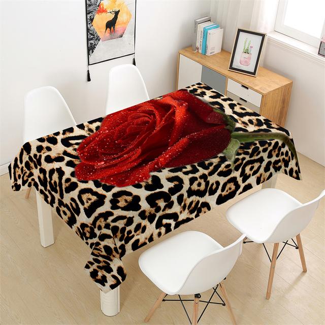 

Романтическая декоративная скатерть с принтом красных роз, стол для пикника, прямоугольная скатерть, домашний обеденный стол, украшения для журнального столика 70x70cm27x27inch