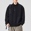 Button Lapel Deconstructed Long-sleeved Polo Top Men's Loose Pullover Sweatshirt Jacket