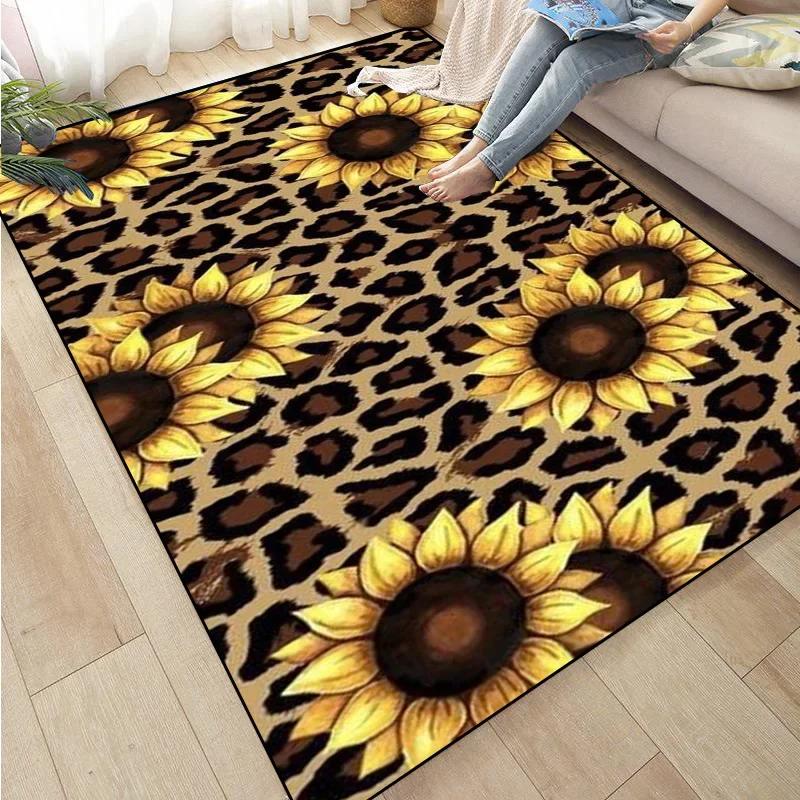3D Sunflower Carpet Non-slip Floor Mat Bedroom Living Room Large Area Rugs Home Decor Floral Doormat Entrance Mat Tapis Salon