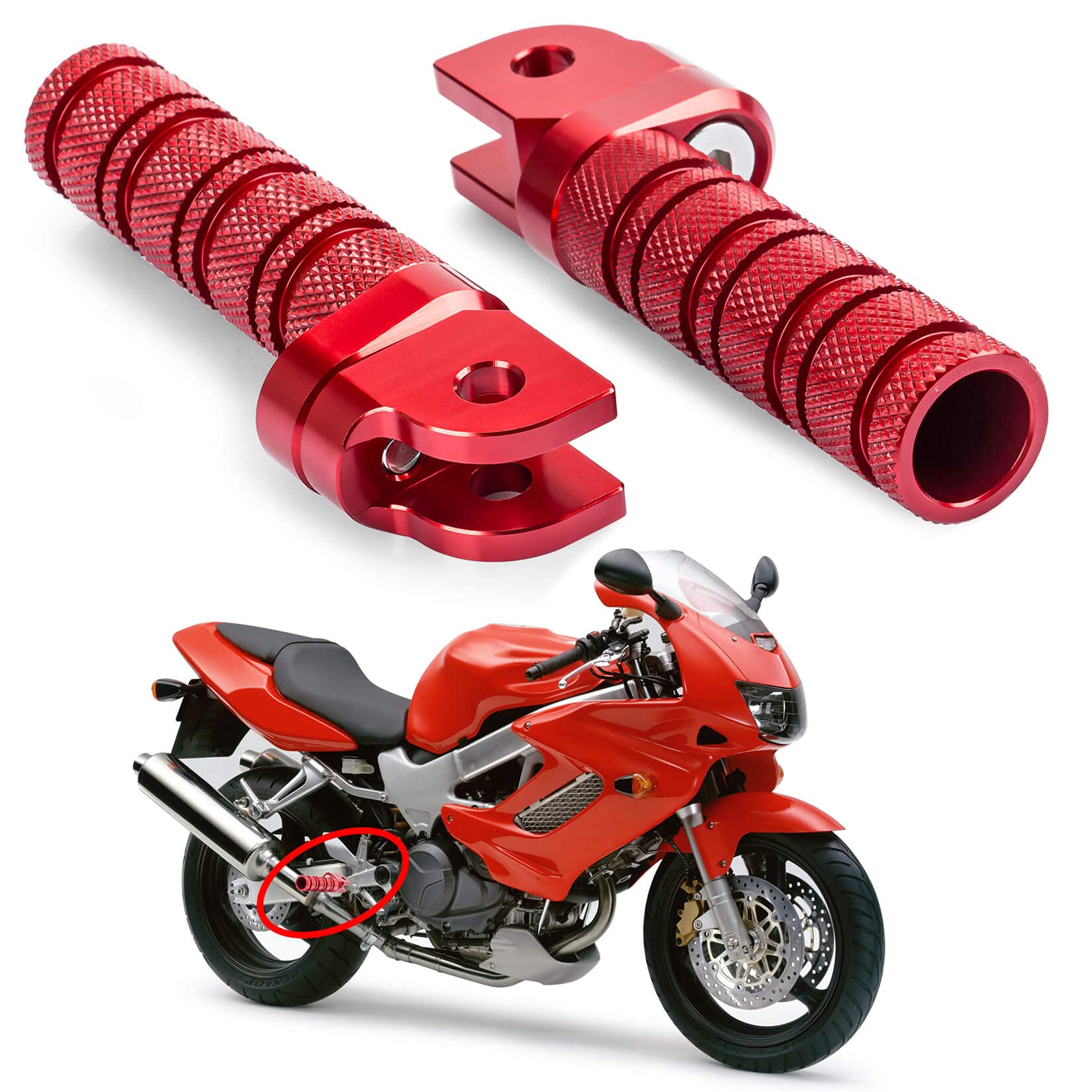 

Motorcycle Step Front Pedal Non-Slip Silver Tone Foot Pegs for Honda красный