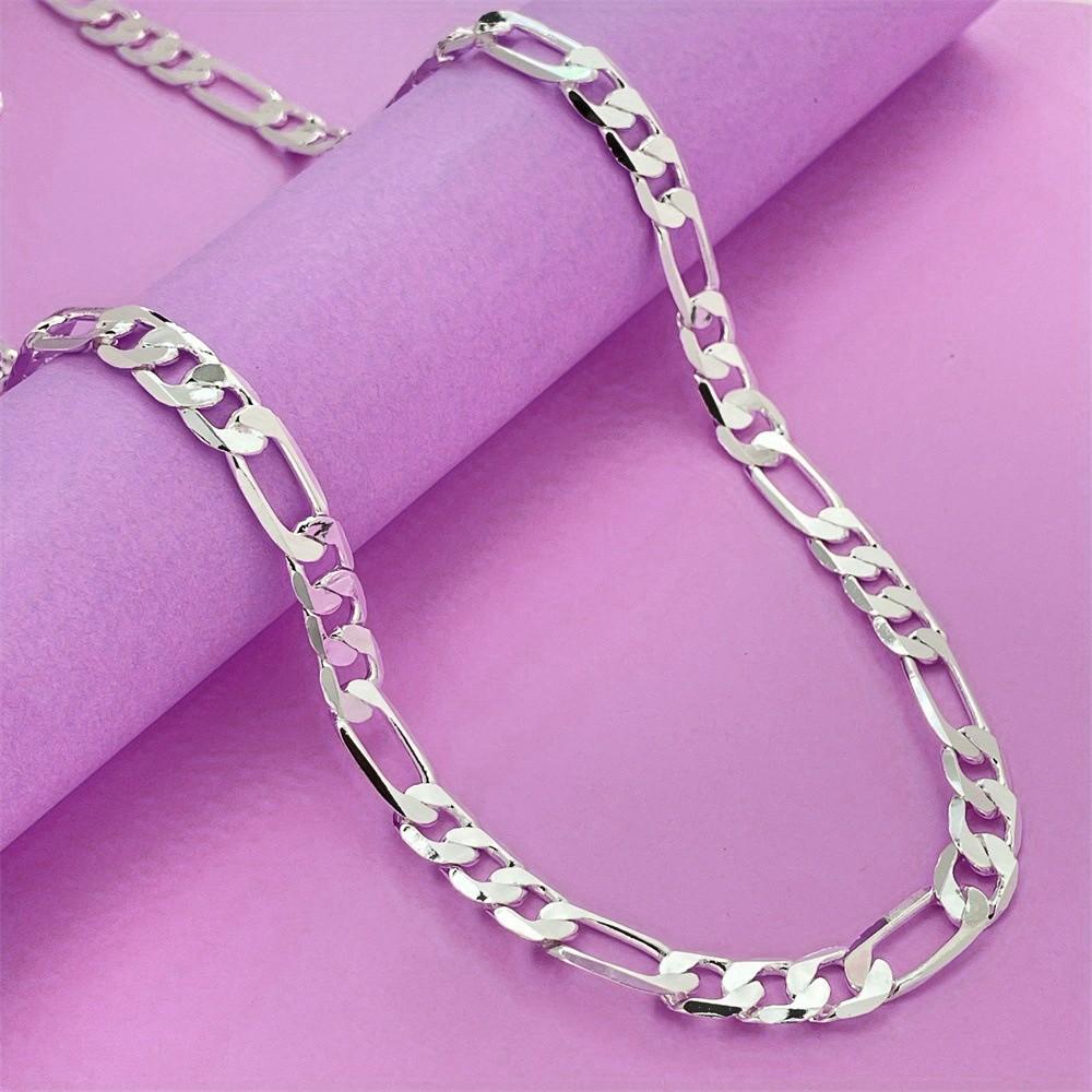 45-60CM Men Women 6MM Flat Chain Copper Necklace Fashion Jewelry Noble Solid Wedding Gift