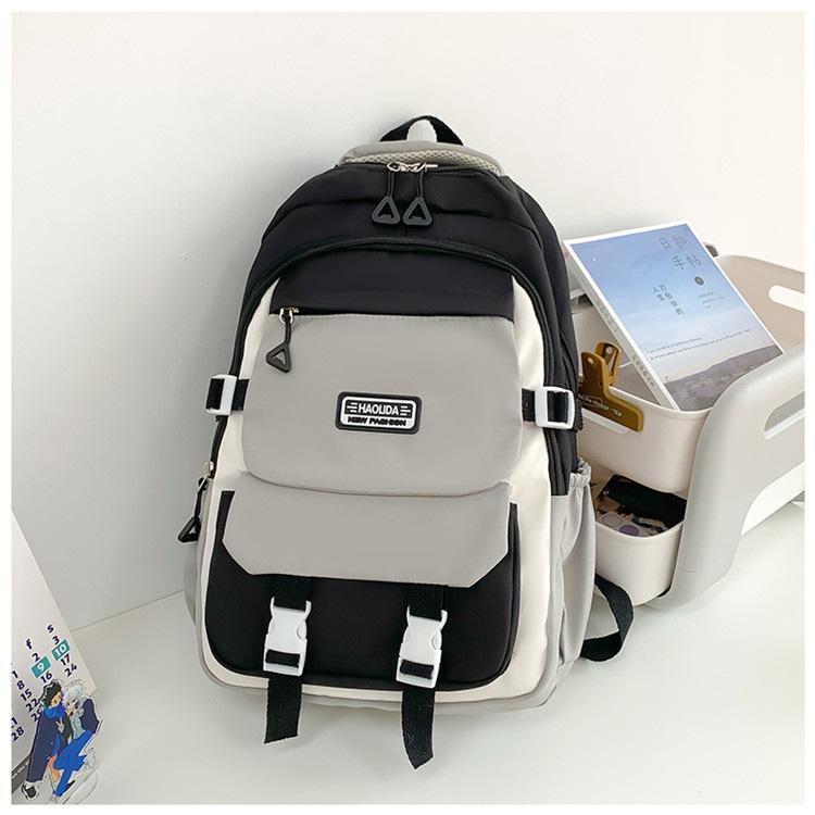 2025 spring new backpack college style high school versatile contrasting colors student schoolbag niche design stationery store