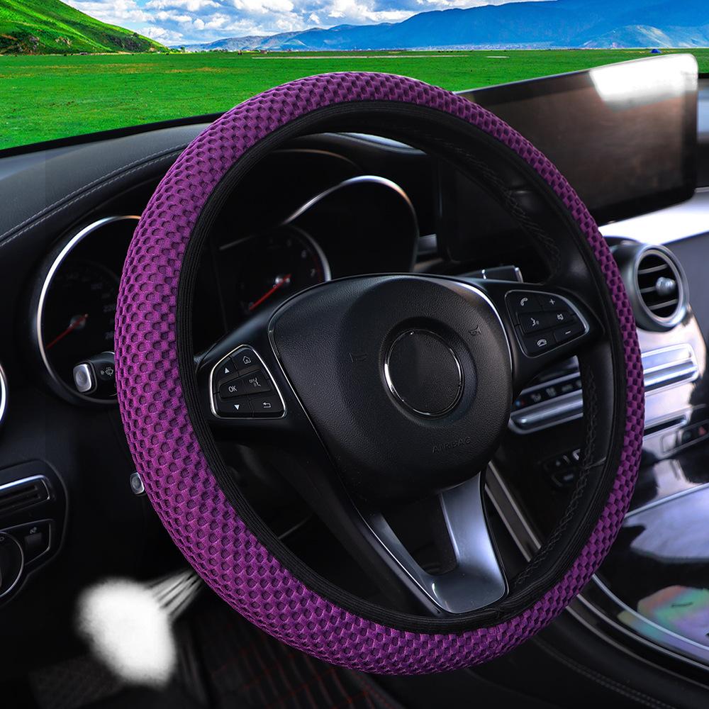 Ice Silk Three-dimensional Massage Mesh Breathable Car Without Inner Ring Steering Wheel Cover Accessories Suitable for 14.5-15 Inches