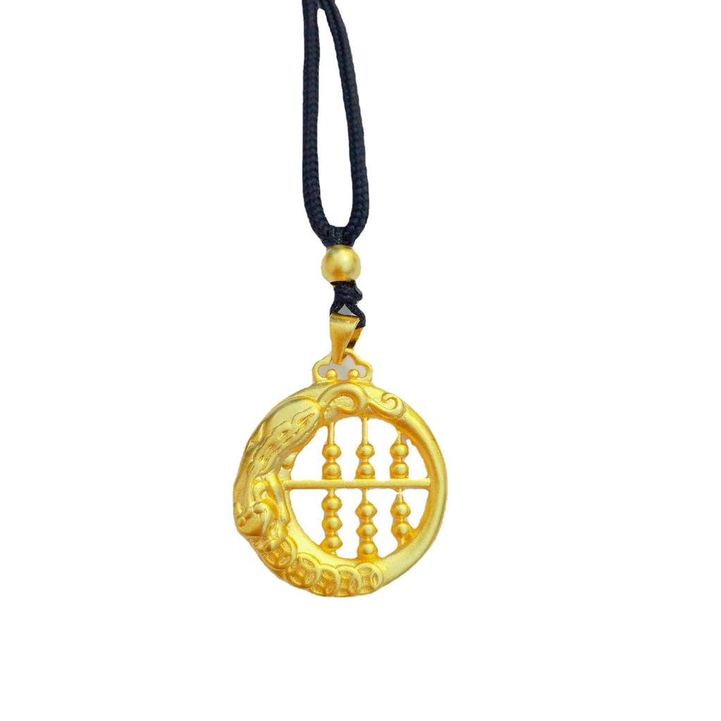 Vietnamese Pi Xiu Abacus Gold-Plated Pendant Necklace - Jewelry Gift for Girlfriend