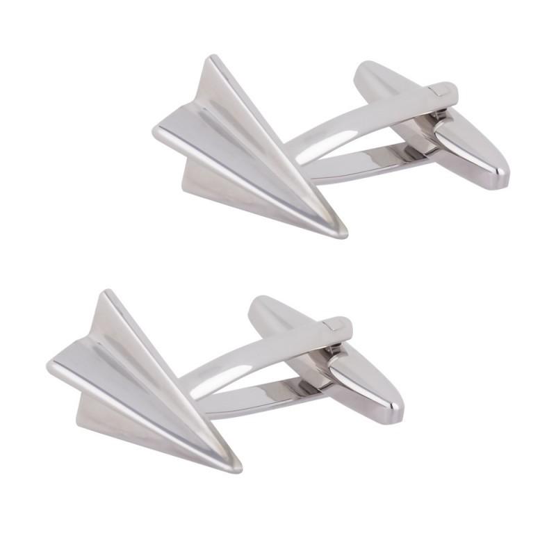 

Electroplated Silver Gun Black Paper Airplane Metal Cufflinks Men s French Shirt CL-2048 срібний