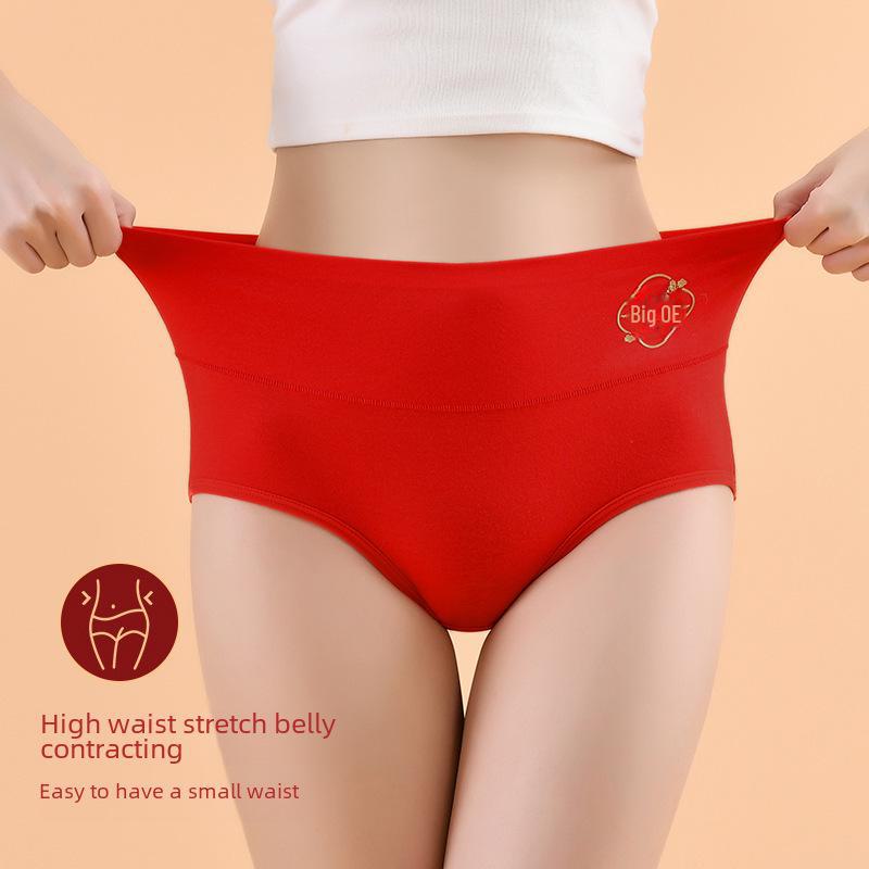 Women's Bright Red High-Waist Shaping Briefs - Breathable, Abdomen Support, Arm Fat Lifting