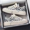 Men Grid Canvas Shoes Platform Casual Flat Shoes Fashion Comfort Wear-resistant Sneakers Zapatillas Tenis Trendy Man Board Shoes