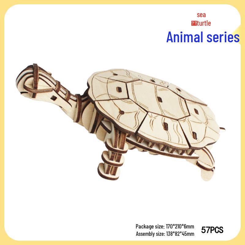 3D Wooden Ocean World Puzzle Animal Model for Children - Handmade Assembly Kit