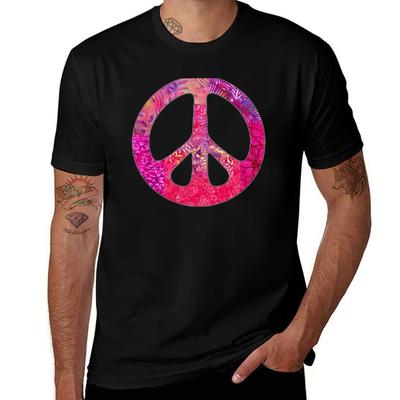 Sweet Pink Peace Sign TShirt Casual Pattern Print Tee Shirt