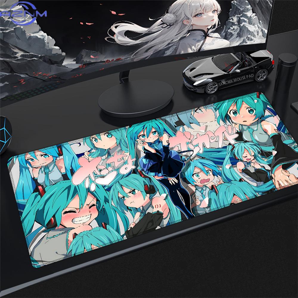 Anime Large Gaming Mouse Pad Hhatsune Mmiku Kawaii Girl Cartoon Desk Mat Extended Keyboard Pad For Laptop Nonslip Rubber Base