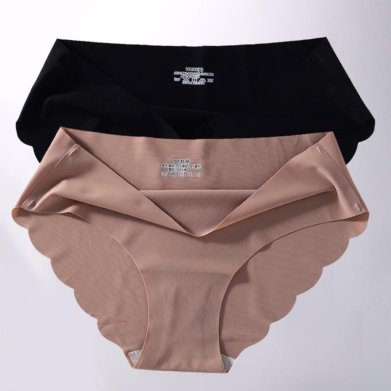 2 Stück/Set M-XL Nahtlose Eis-Seide Sexy Damen Slips Pantys 7 Unifarben Atmungsaktive Pantys Unterwäsche Für Mädchen Dessous