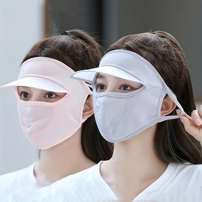 Ice Silk Full Face Mask,Sun Hats for Women UV Protection Thin,Sun Shade Hats for Women Ponytail Summer Cycling Outdoor
