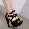 Women Cross Strap Platform Back Zipper High Thin Heel Sandals for Office Business Nightclub Evening Party Catwalk Show Wedding