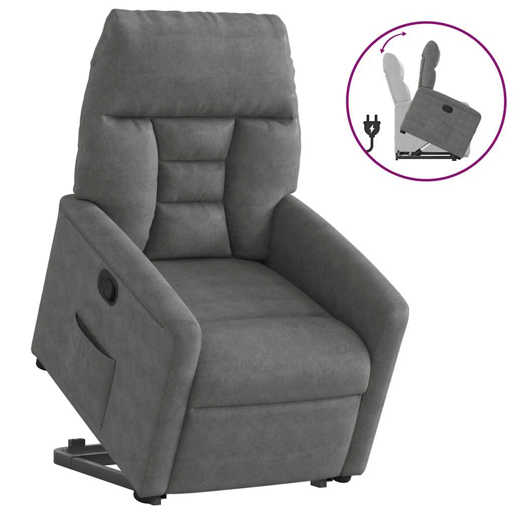 Recliner Chair with Lift Assist Dark Grey Microfiber Fabric