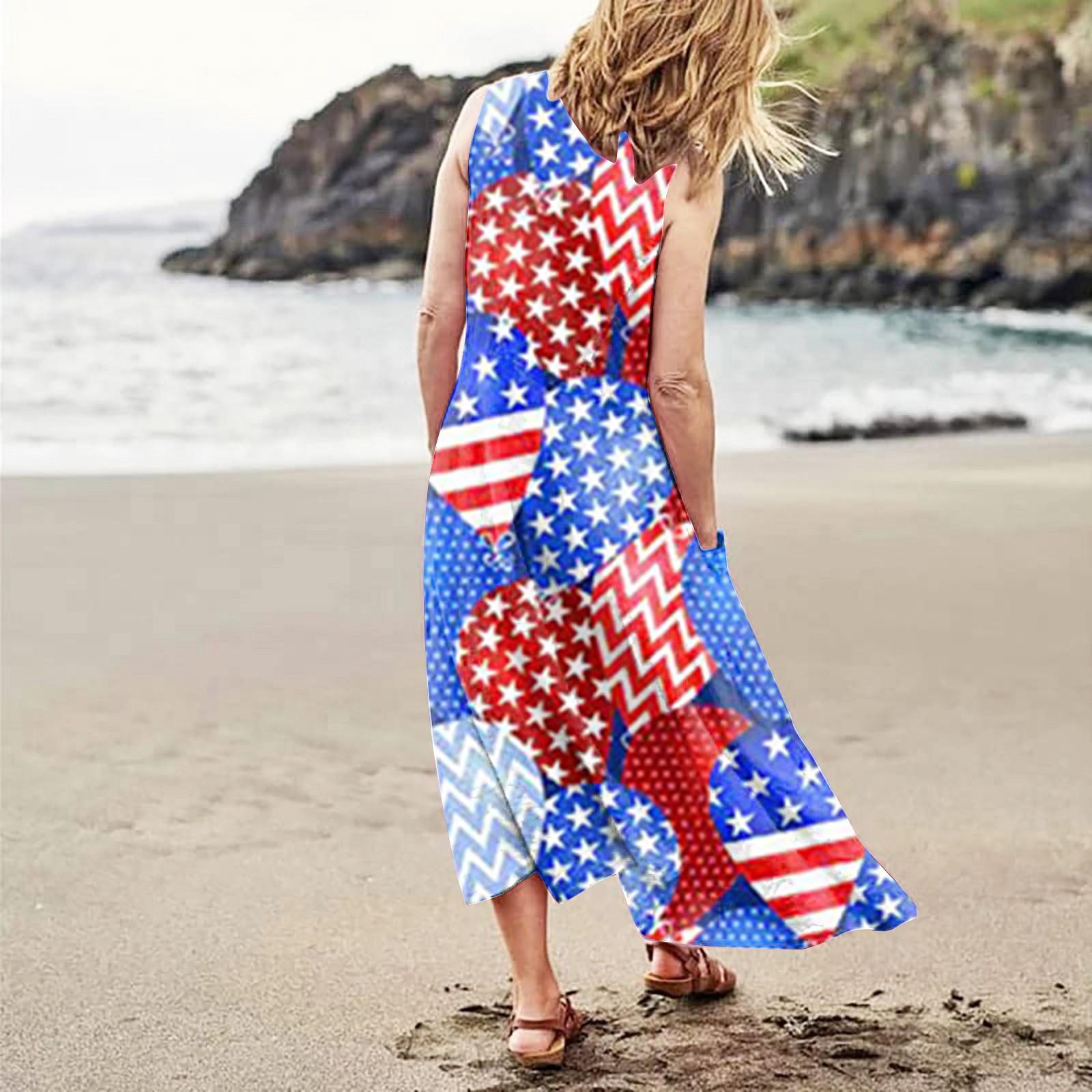 Женское повседневное удобное хлопковое платье с карманами без рукавов и принтом ко — фото 5