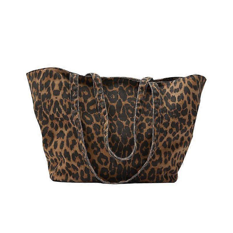Leopard Print Large Capacity Single Shoulder Shopping Tote Bag for Women