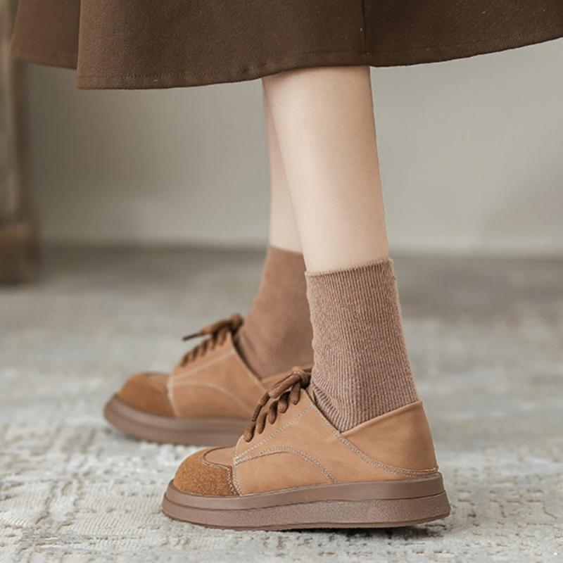 Fashion 2025 New Fashion Woman's Lace Up Flat Shoes Round Toe Casual Comfortable Soft Flats Outside Non Slip Versatile Women Shoes