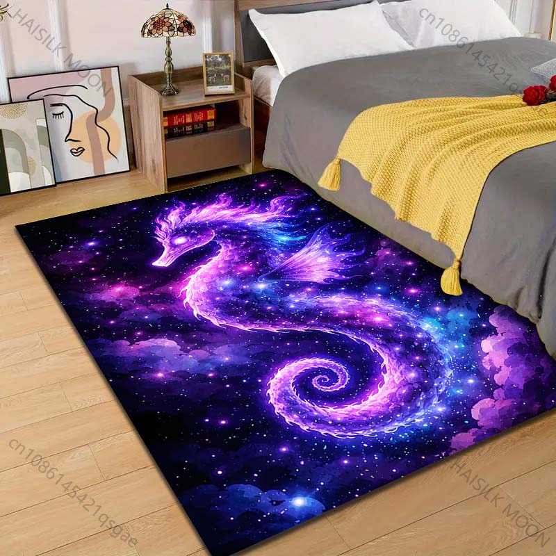 

1PC Glowing seahorse in cosmos Print Carpet Rug for Living Room Bedroom Sofa Doormat Home Decor Non-slip Floor Mat 40x60cm