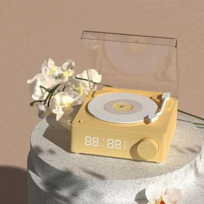 New Retro Vinyl Wireless Bluetooth Speaker Alarm Clock Small Record Player Portable High-quality Audio Home Smart Stereo