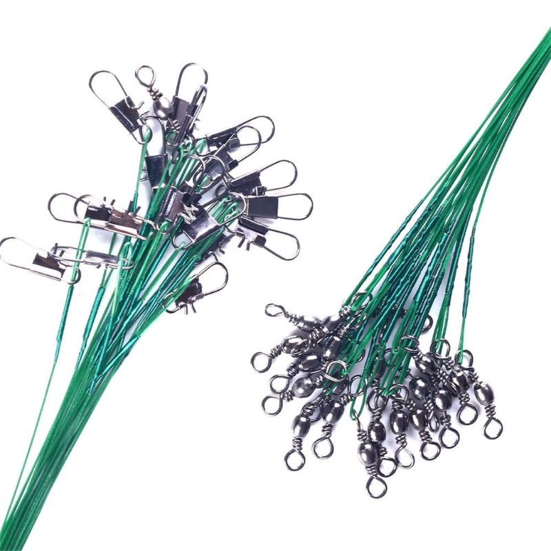 50 szt. Przypony z drutu wędkarskiego ze krętlikami i agrafkami, Przypony z drutu wędkarskiego ze stali nierdzewnej, Złącza agrafkowe