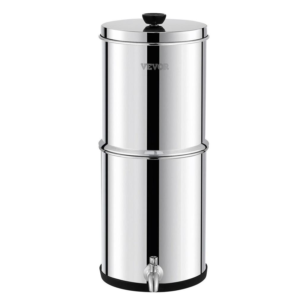 Gravity-fed Water Filter System, 1.5G 304 Stainless-Steel Countertop System, Water Filtration System, Reduces Lead and Up To 99% of Chlorine, with 2