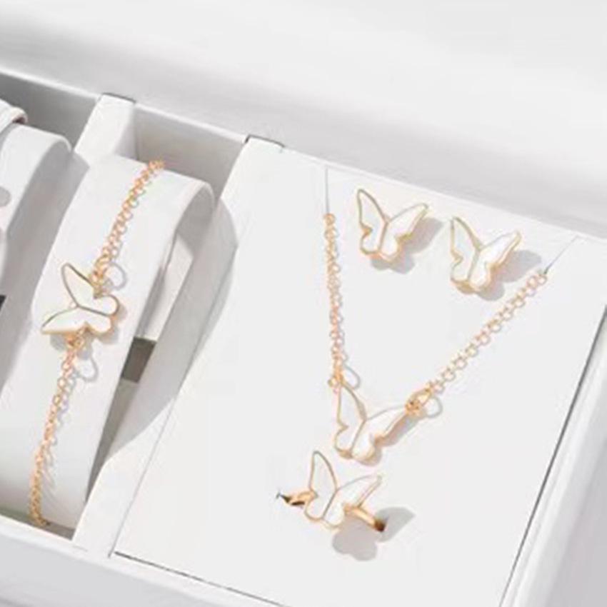 Chic Rhinestone Zircon Jewelry Set: Necklace, Earrings, Ring & Watch for Women