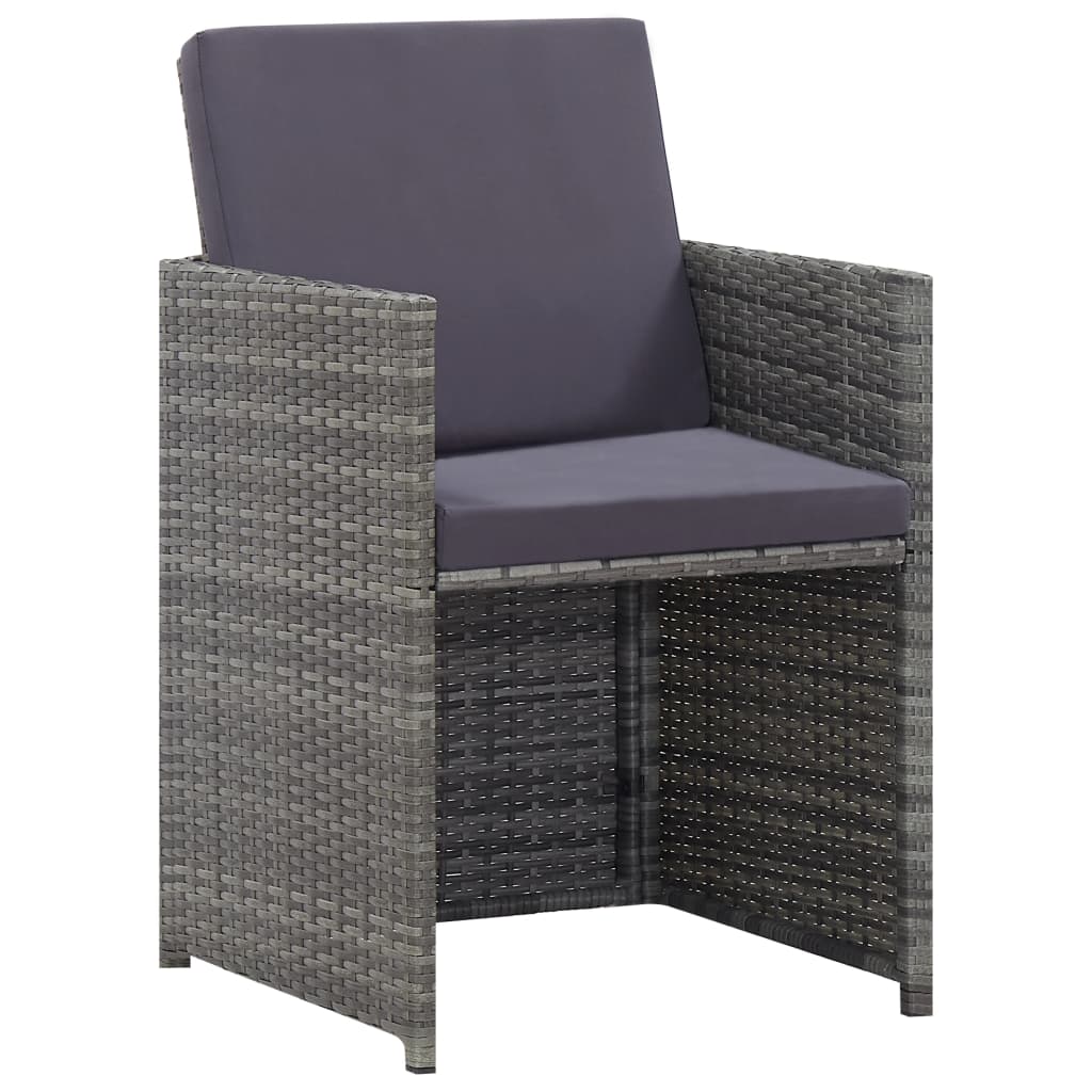 5 Piece Garden Dining Set Poly Rattan & Solid Acacia Wood Anthracite Grey