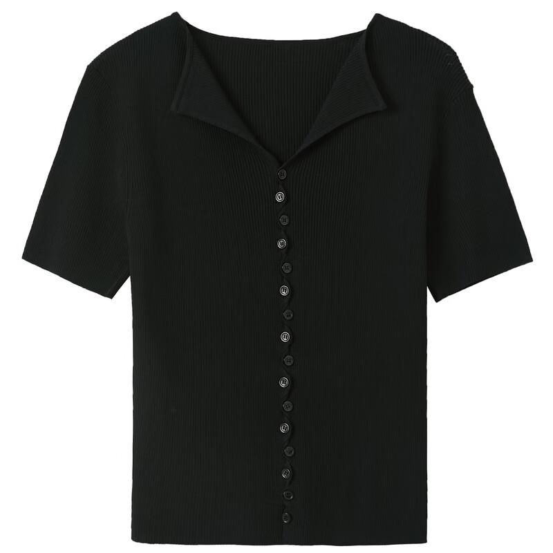 Sancai Übergröße Geripptes Strickoberteil mit V-Ausschnitt