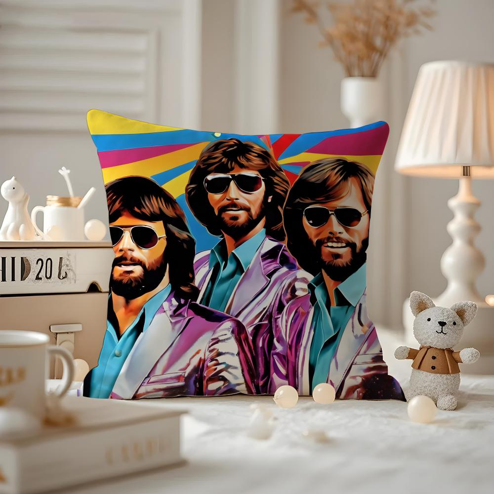 Bee Gees Cushion Cover Anti-dustmite Pillowcase Invisible Zipper Silky Short Plush Sofa Cushion Cover