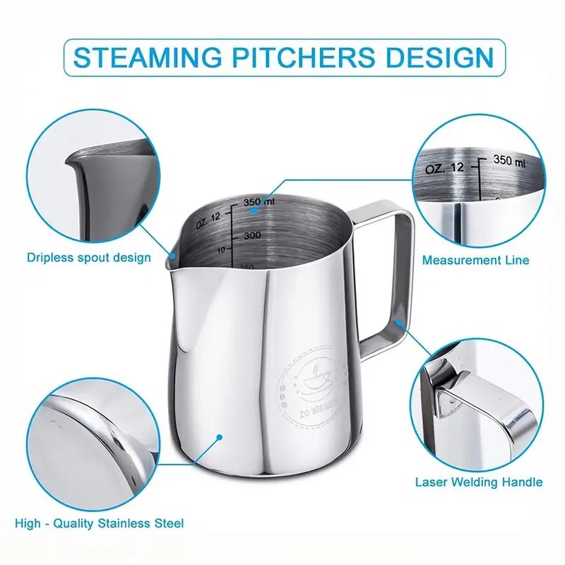 350/600/900ml Milk Creamer Frothing Pitcher With Scale Stainless Steel Coffee Cup Jug Latte Espresso Steaming Cappuccino Cup