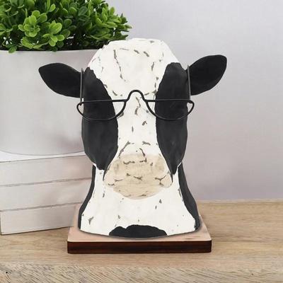 Unique Cow Head Ornament Eye-catching Desktop Decor for Home Durable Creative Glasses Shelf