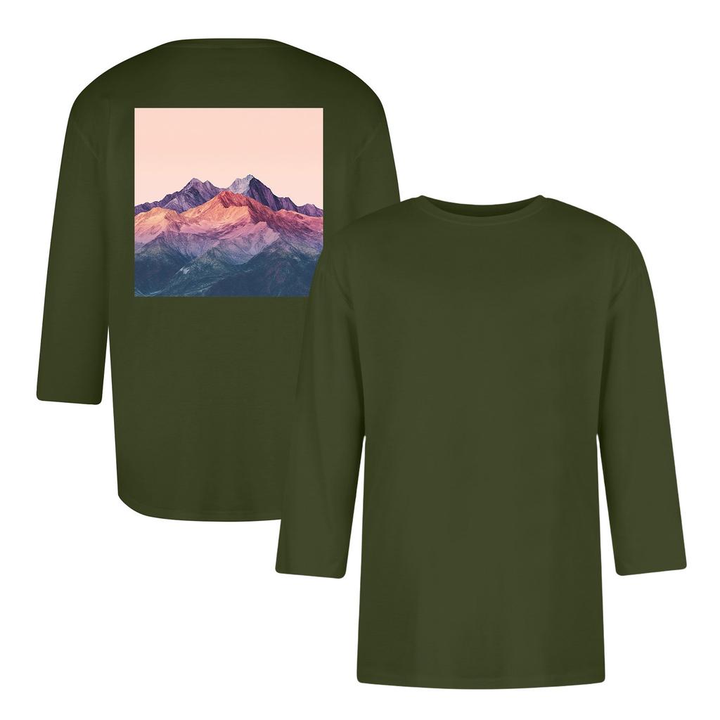 Men's casual and fashionable printed round-neck three-quarter sleeve top T-shirt