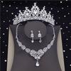Gorgeous Crystal Bridal Jewelry Sets Fashion Tiaras Earrings Choker Necklace for Women Wedding Dress Bride Dubai Jewelry Set