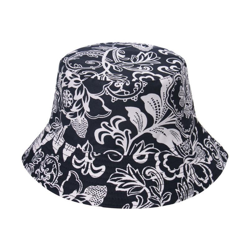Unisex Double-sided Wear Bucket Hat With Exquisite Flower Print For Beach And Travel