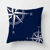 Home Decor Compass Anchor Pillow Cover Blue Mediterranean Cushion  Gift Sofa Office  Accessory Ornament 45x45cm