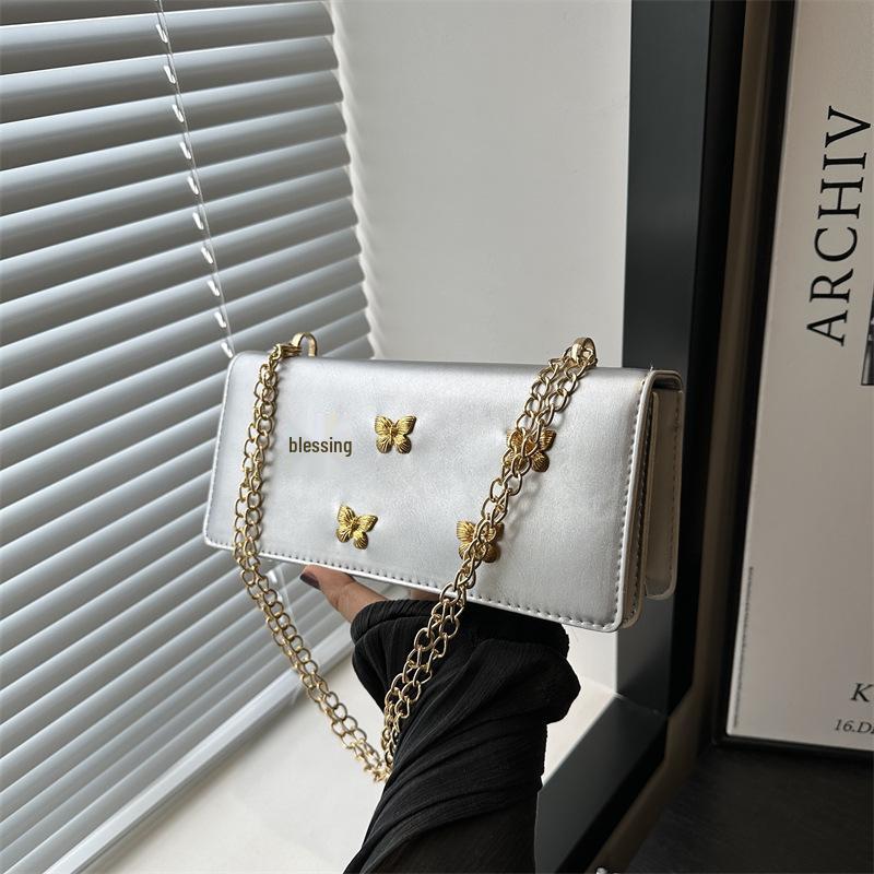 2024 Trendy Mori Style Studded Butterfly Baguette Crossbody Bag for Women