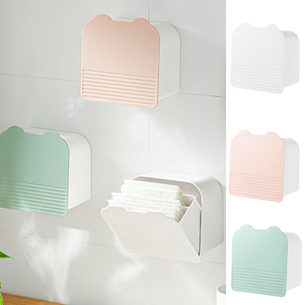 Punch-free Sanitary Pad Storage Box Plastic Wall Organizer Box Cosmetics Cotton Storage Box  Vanity