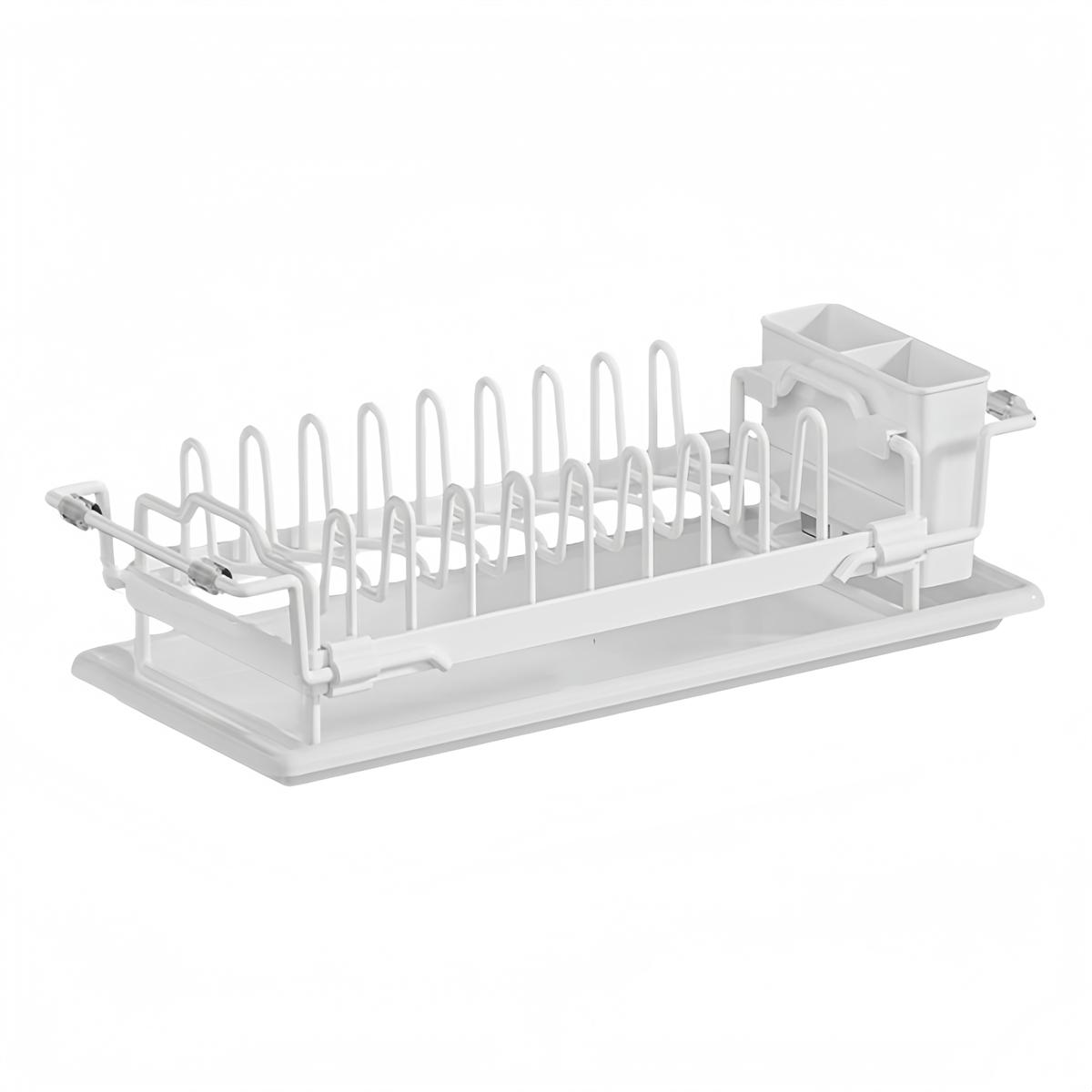 

Space Efficient Expandable For Kitchen Dish Drying Rack with Pot Lid Holder and Cutlery Compartments for Sink Counter білий