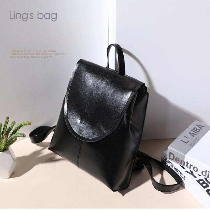 Zaino da Donna in Vera Pelle Vacchetta Cerata Zaino Vintage da Donna per Studenti Universitari e Scolari Borsa per Libri Borsa a Spalla per Signore