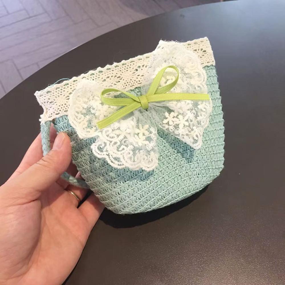 

Lace Beach Sun Hats Wide Brim Straw Shoulder Bag New Beach Bucket Cap Summer Blue Bag