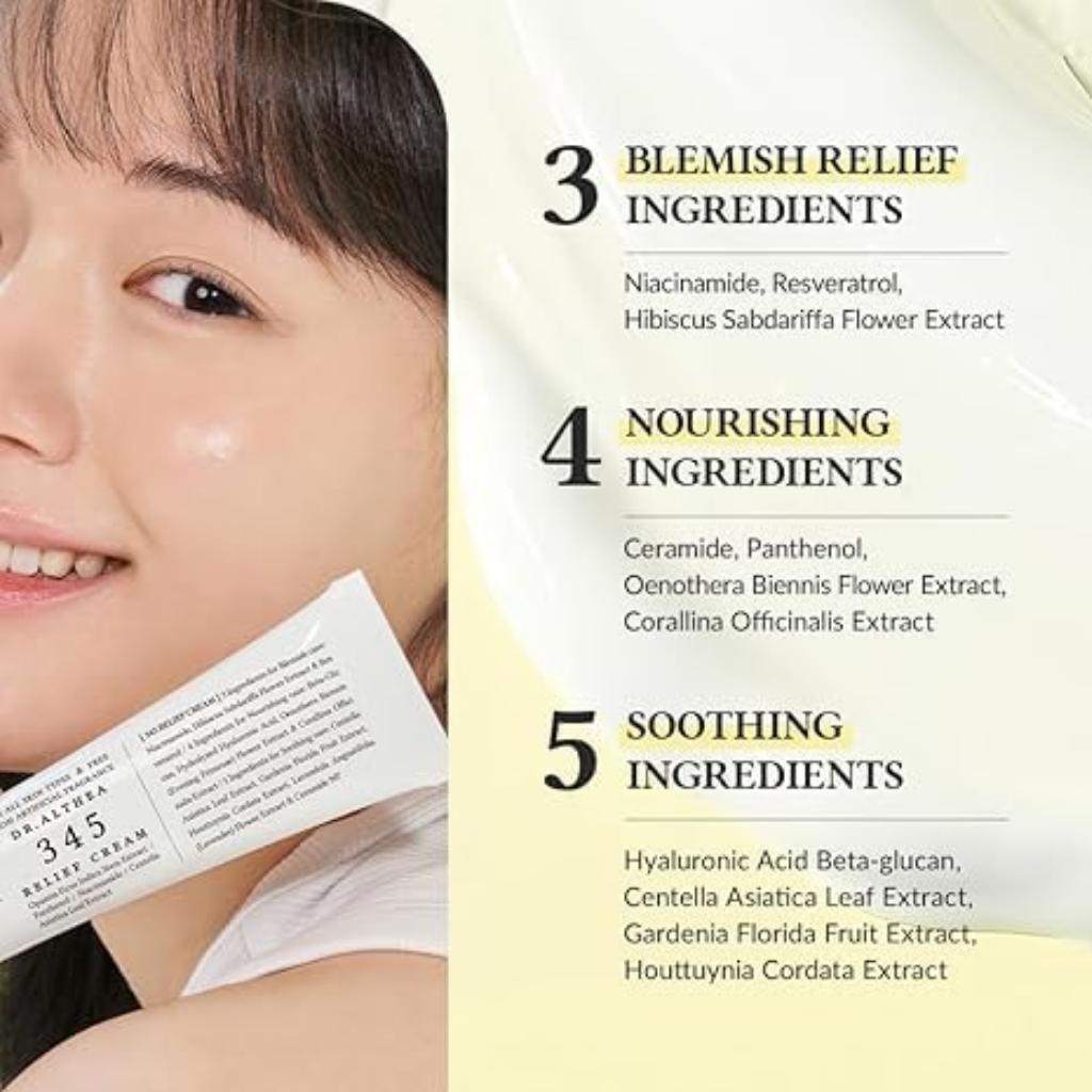 [DR.ALTHEA] 345 Relief Cream 50ml Soothing Barrier Moisturizer Niacinamide Panthenol Ceramide Post Blemish Sensitive Skin