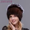 Neue Winter Natürliche Importierte Nerz Pelz Hut Damen Kaninchen Fell Blütenblatt Hut Top Mix Und Match Fuchs Pelz Warme mode Hut
