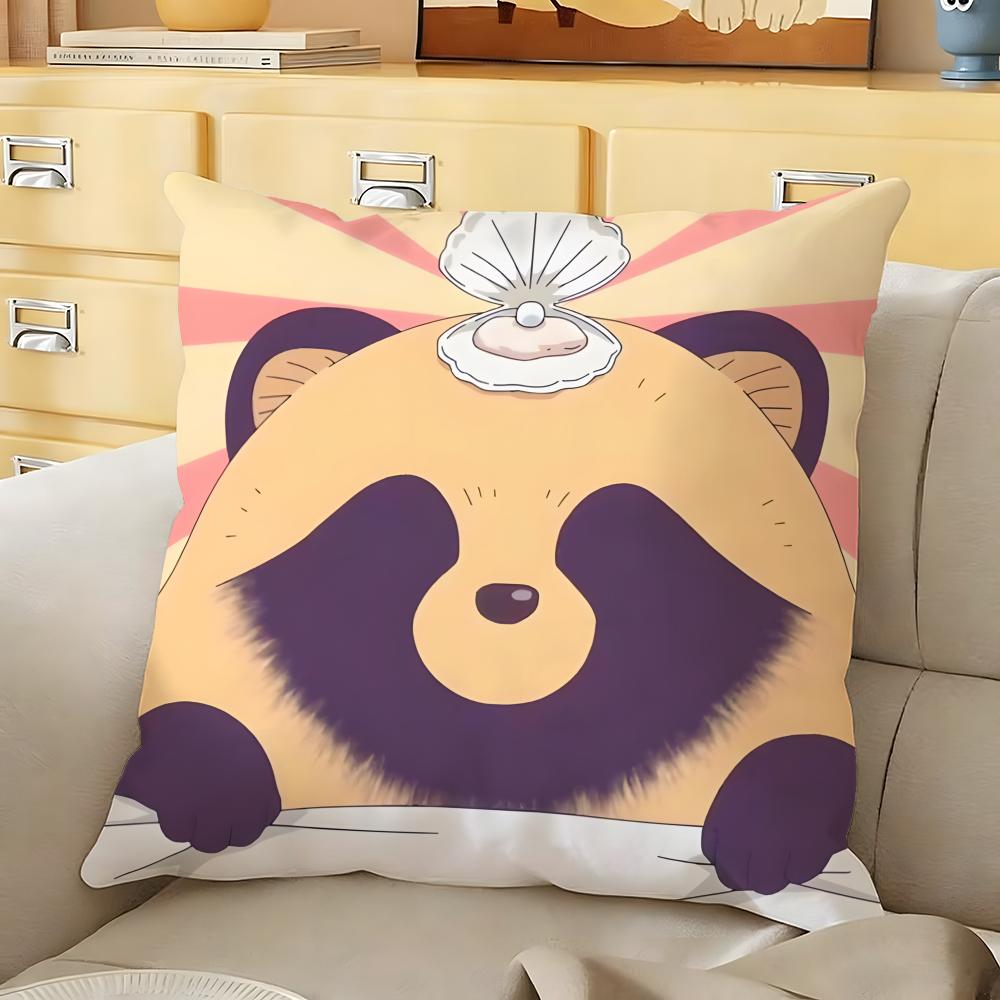 Cute with you and the rain tanuki Cushion Cover Soft Durable Reversible Pillow Cover Home MultiScene Daily Comfort Pillowcase