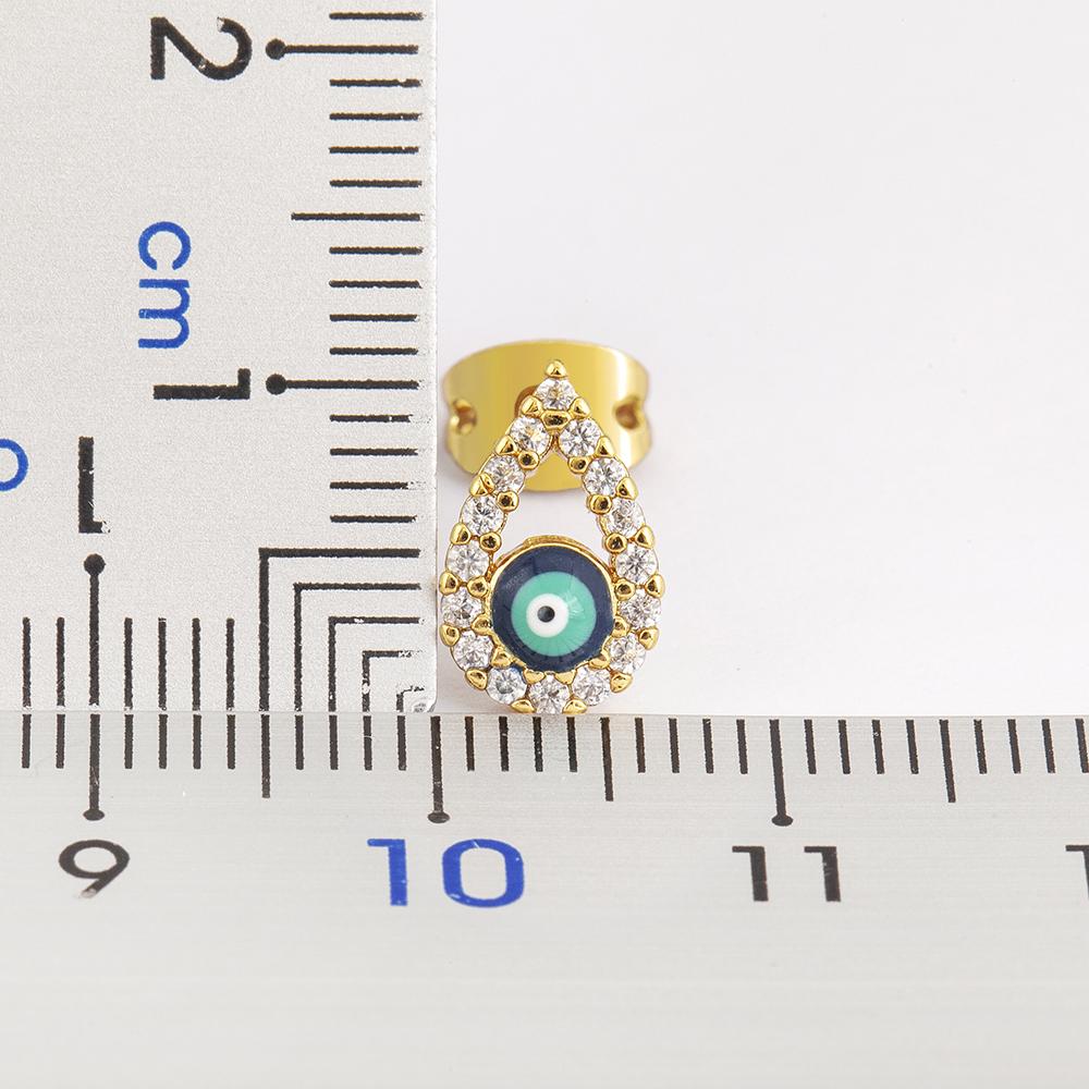 Nidin New Trendy Waterdrop/Round Shape Evil Eye Charm Stud Earrings For Women Hollow Design Shine Zircon Ear Jewelry Accessories