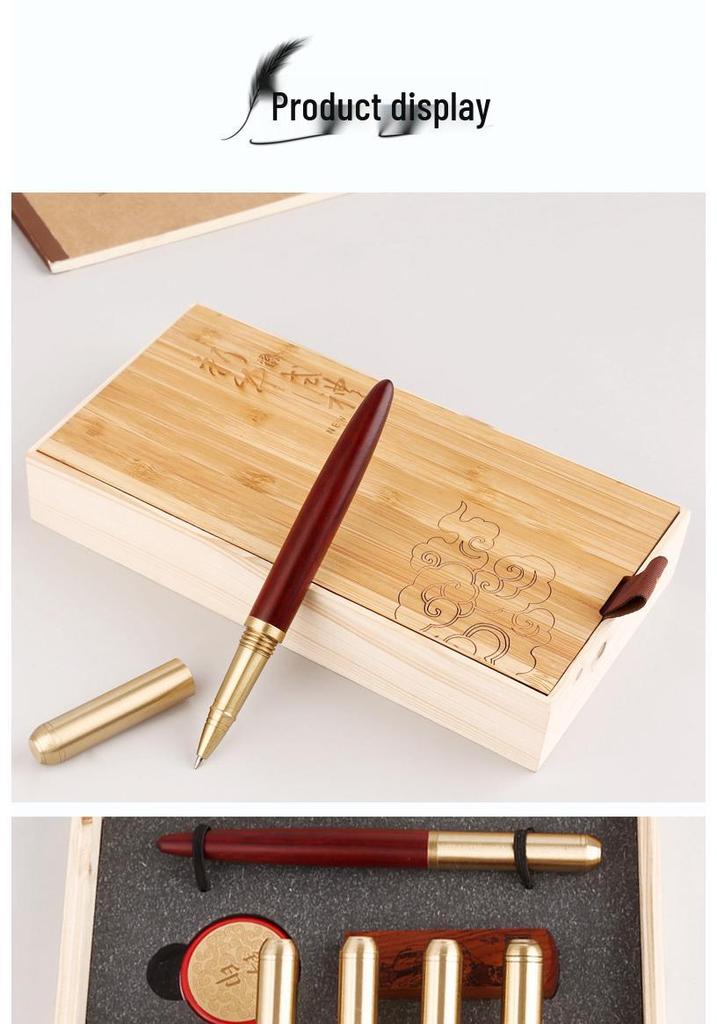 Rosewood Signature Business & Student Pen Set - Includes Ballpoint and Fountain Pen with Custom Logo in Gift Box.