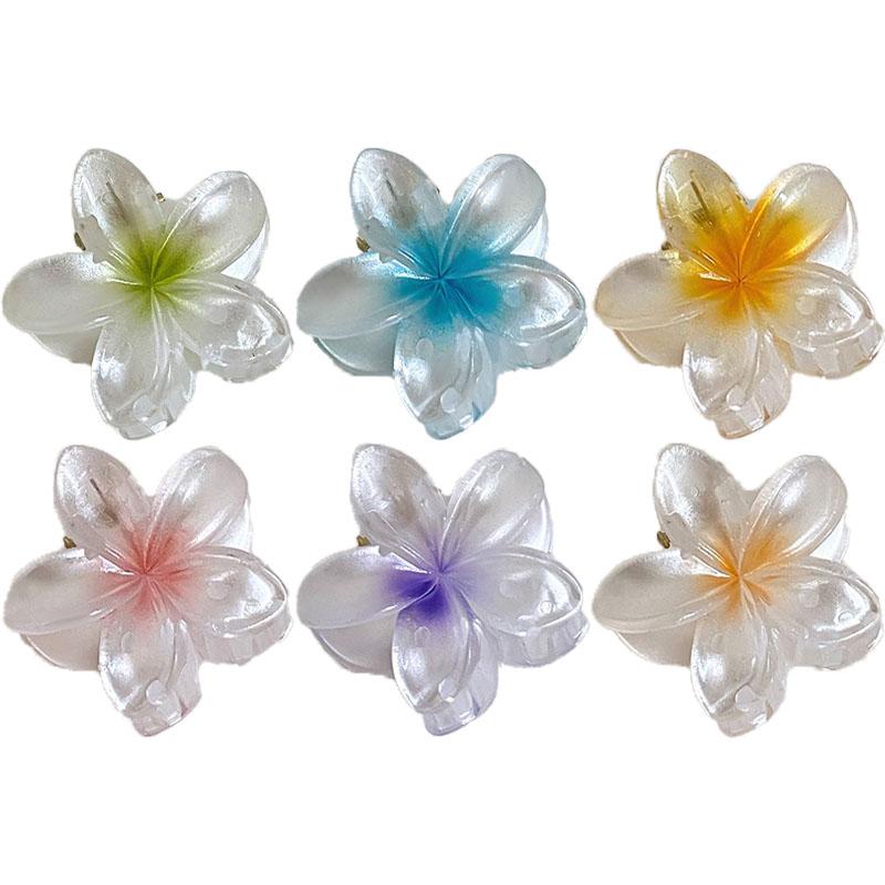 Fermaglio a Pinza Trasparente a Forma di Fiore d'Uovo Donna Temperamento Versatile di Alta Gamma Gradiente Fermaglio per Capelli Ragazza Fermaglio a Squalo Copricapo