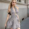 Neckholder Neckholder Kleid Tiefe Taille A-Linien Mini Sommerkleid