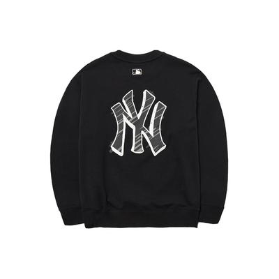MLB Base Logo Sweatshirts Unisex Black Crew Neck Moderate Regular 3AMTB0121-50BKS