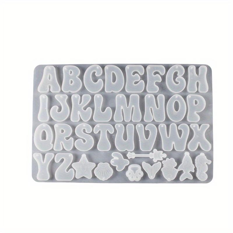 Silicone Resin Casting Molds Set with Alphabet Reverse Letter Shaped for DIY Keychain and Jewelry Pendants